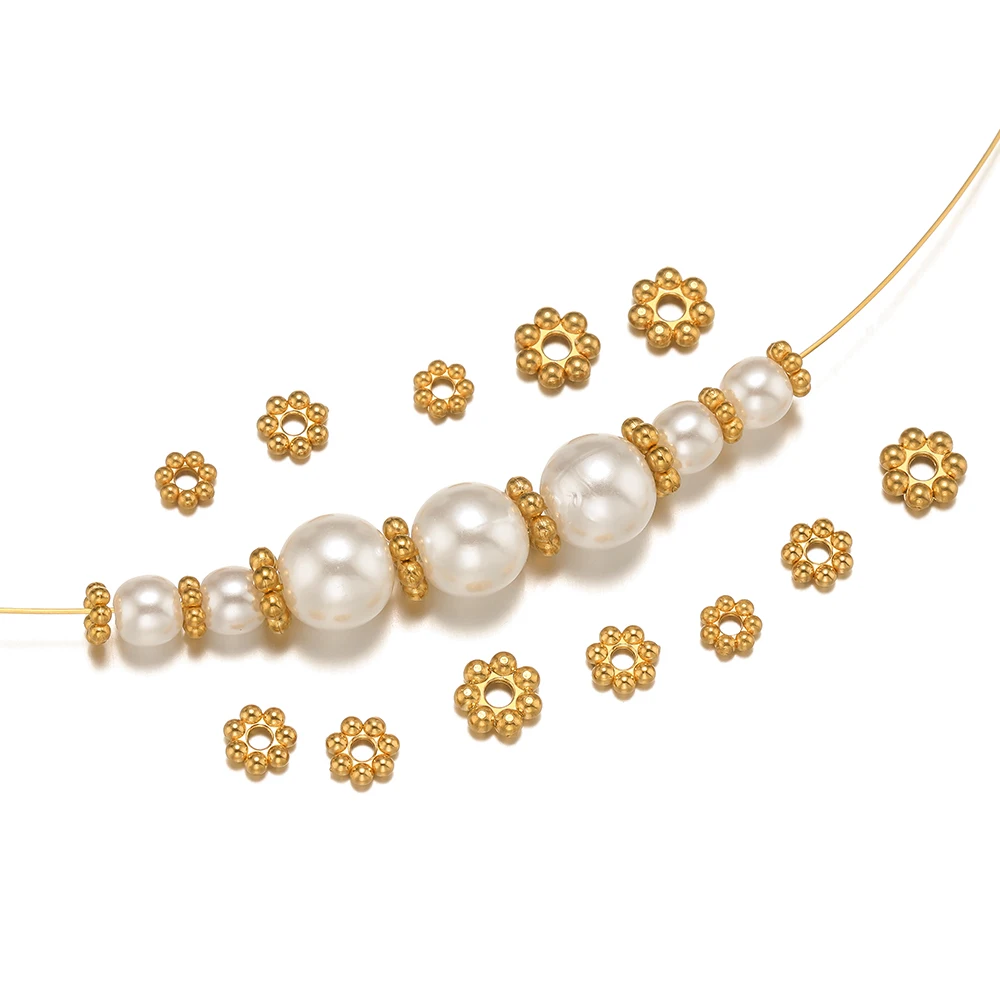 50pcs Stainless Steel Flower Shape Loose Spacer Beads for DIY Jewelry Making Bracelet Necklaces Findings Accessories Supplies - Image 2