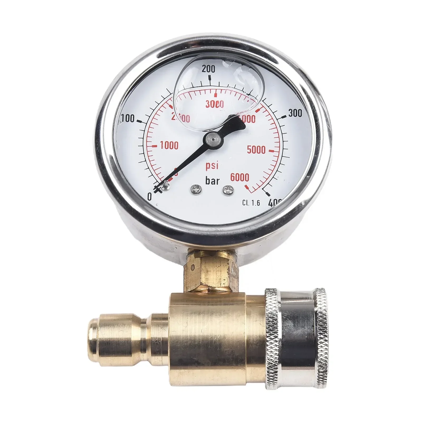 

1pc Pressure Gauge 3/8inch Quick Insertion Shockproof Pressure Resistant 5000PSI High Pressure Washer Pressure Gauge