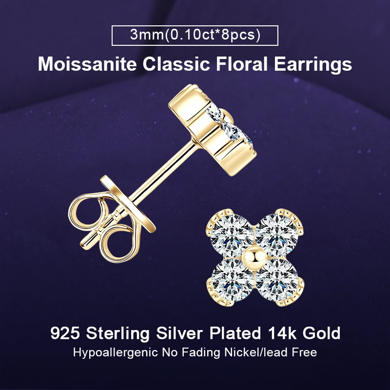 

Классические серьги IOGOU с цветочным принтом из муассанита для женщин и девочек, стерлинговое серебро 925 пробы, минималистичная повседневная одежда, ювелирные изделия, подарок на день рождения