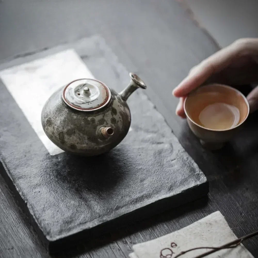 Japanese Ink Wood-fired Porcelain Teapot Retro Side Handle Pot Tea Maker Kettle Oolong Tea Teaware Accessories Gift Collection