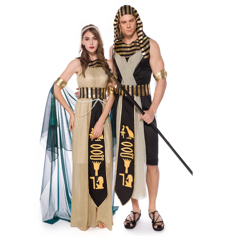 Koningin Egyptische Cosplay Kostuum Voor Vrouwen Mannen Oude Farao Cleopatra Fantasia Prinses Sexy Jurken Volwassen Fancy Podiumshow