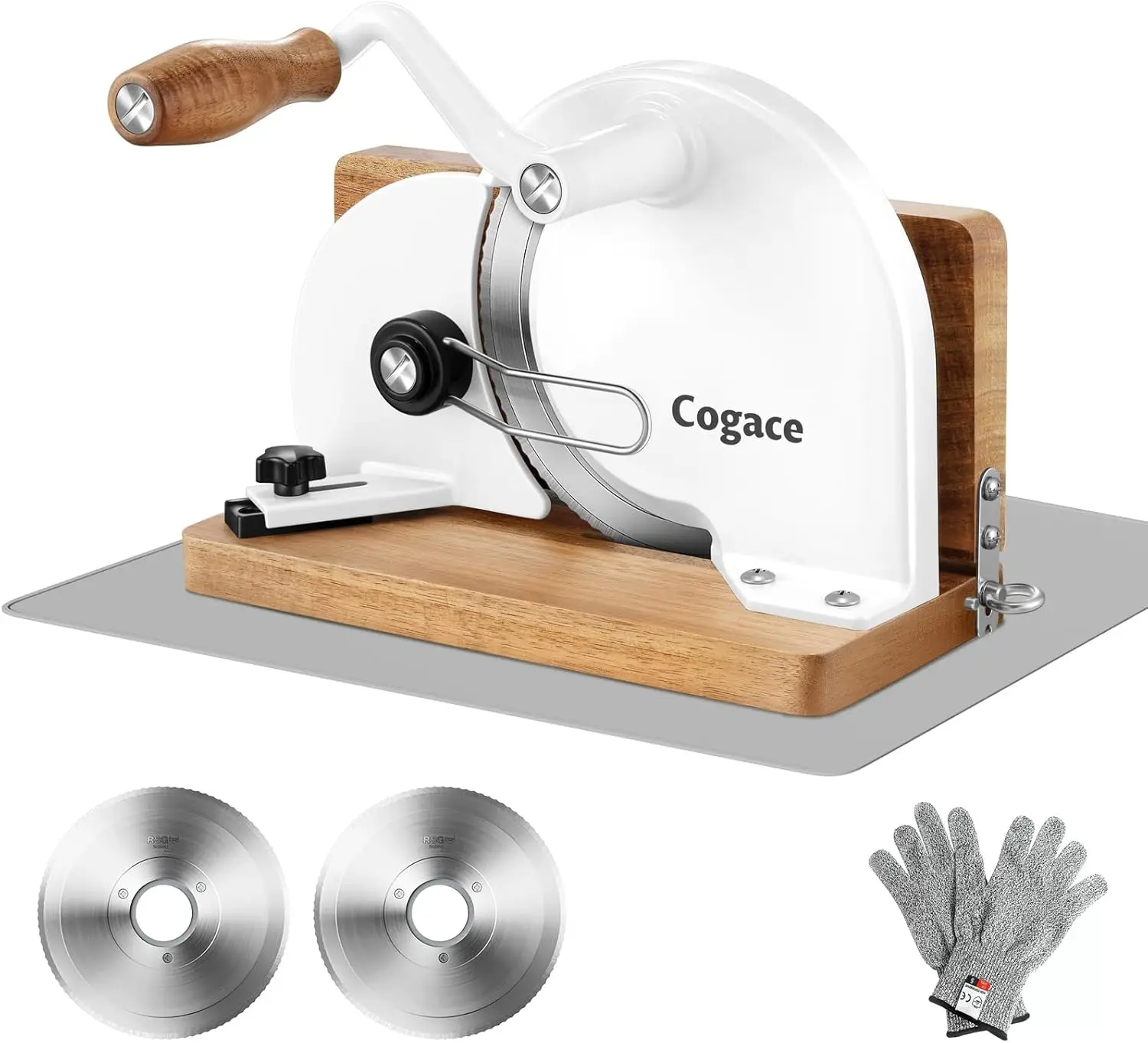 

Foldable Manual Bread Slicer with Dual German RSG Blades Homemade Sourdough Bread Adjustable Thickness Scale Hand Crank Cutter