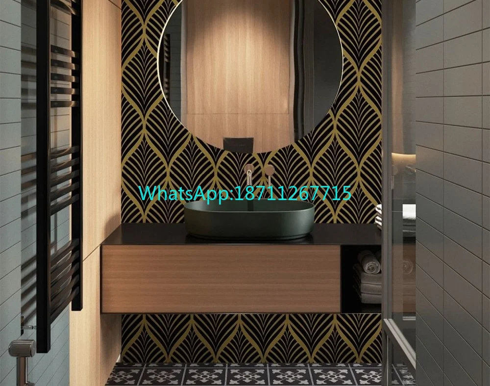 2 Rolls Nordic Gold Silver Leaf Geometric Wallpaper, Thick Self Adhesive Sticker for Living Room Bedroom Dorm, Abstract Decor