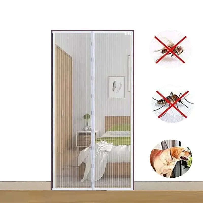Cortina de puerta con mosquitera magnética, cierre automático, a prueba de insectos de verano para sala de estar y dormitorio