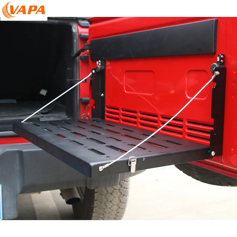 Estante de almacenamiento de aleación de aluminio para Jeep Wrangler JK, estante de carga plegable trasero, mesa de portón trasero, negro, 2007-2017