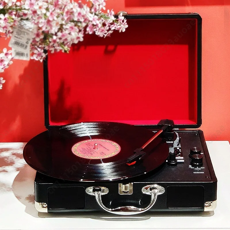 Vintage Portable Vinyl Turntable, European Style Phonograph Record Player, Bluetooth Gramophone for Home Decor & Birthday Gift