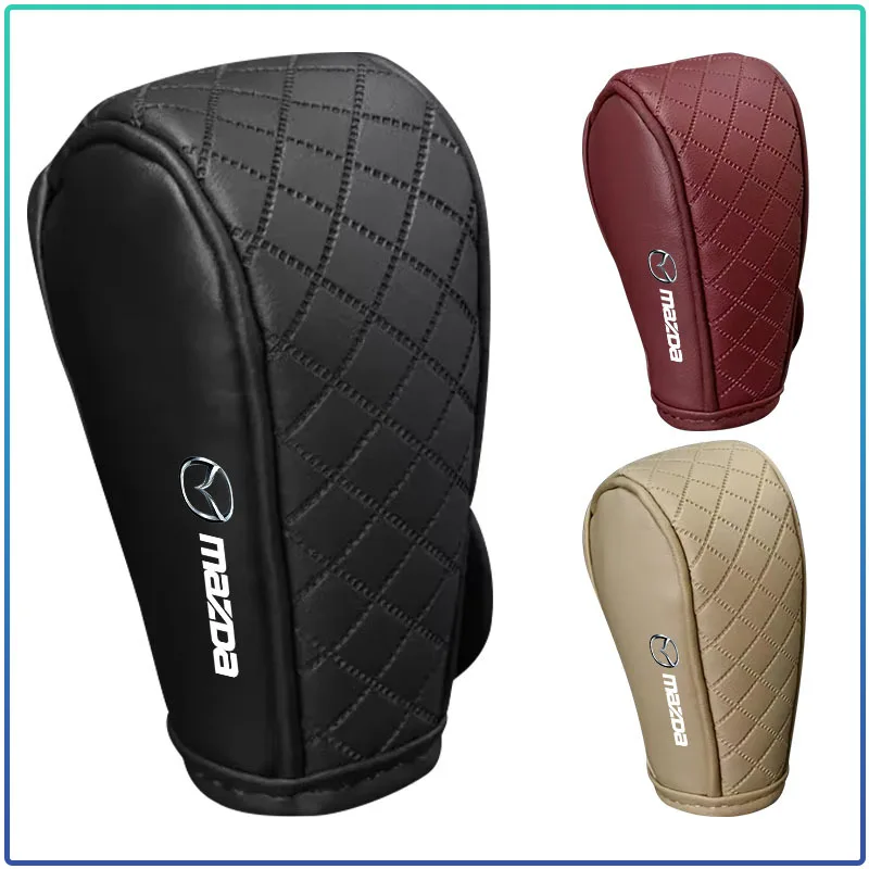 Car Gear Shift Cover Leather Shift Lever Cover Gearbox Shifter Knob Sticker For Mazda 2 3 5 6 CX-5 CX7 CX-8 CX9 CX-3 CX-4 CX-30