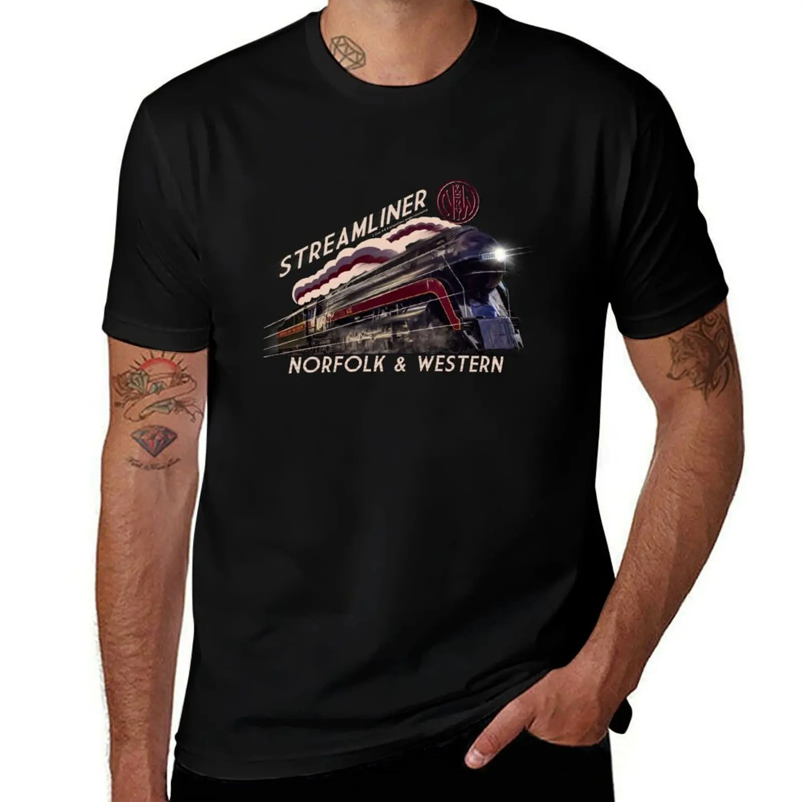 The Gorgeous Norfolk and Western Streamliner Steam Train Locomotive Engine T-Shirt Fitness Training Breathable Tee T-Shirt