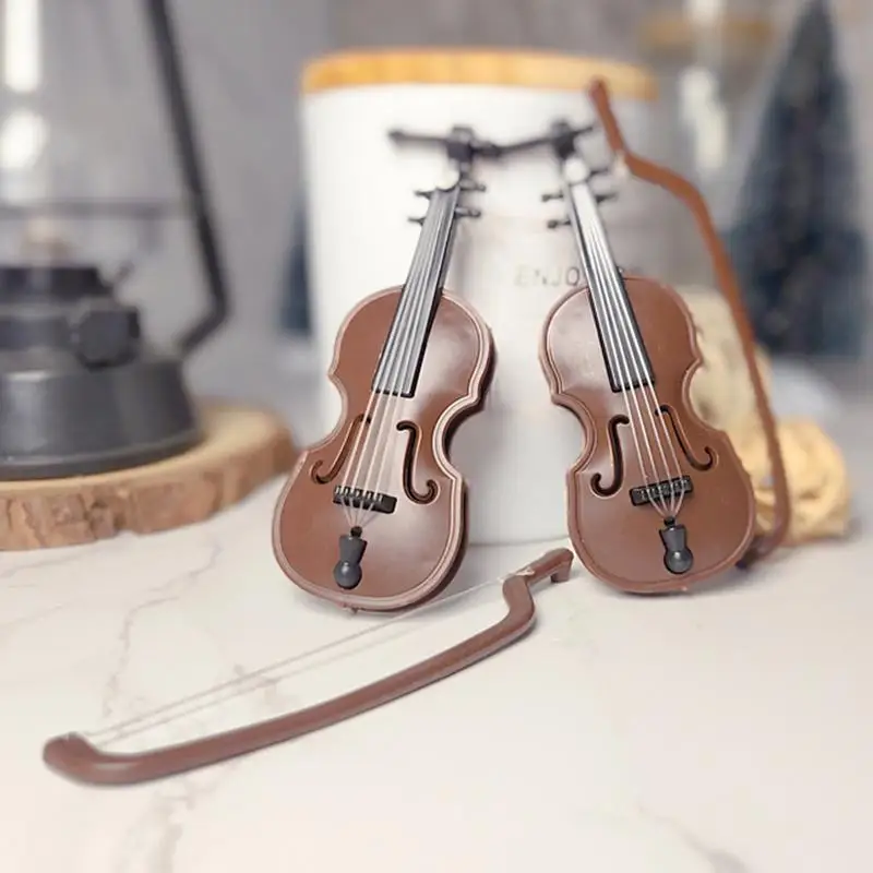 Violin Model Figurine Home Decor Violin Statue Vintage Violin Figurine Miniature Violin With Stand Miniature Musical Instrument