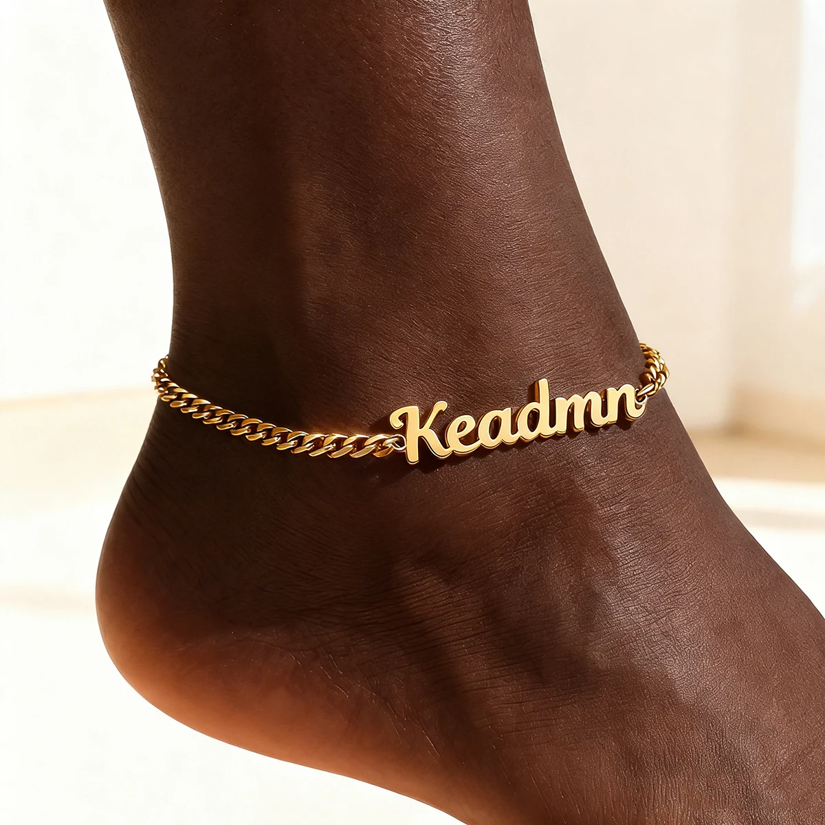 

Custom Name Anklets For Women Stainless Steel Thick Cuban Chain Customized Ankle Bracelet Female Personalized Leg Foot Jewelry