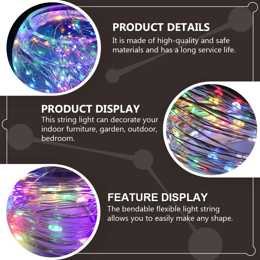 

4pcs Colorful Light Decor Led String Lights Waterproof Bendable Copper Wire For Indoor Outdoor Christmas Festival Supplies