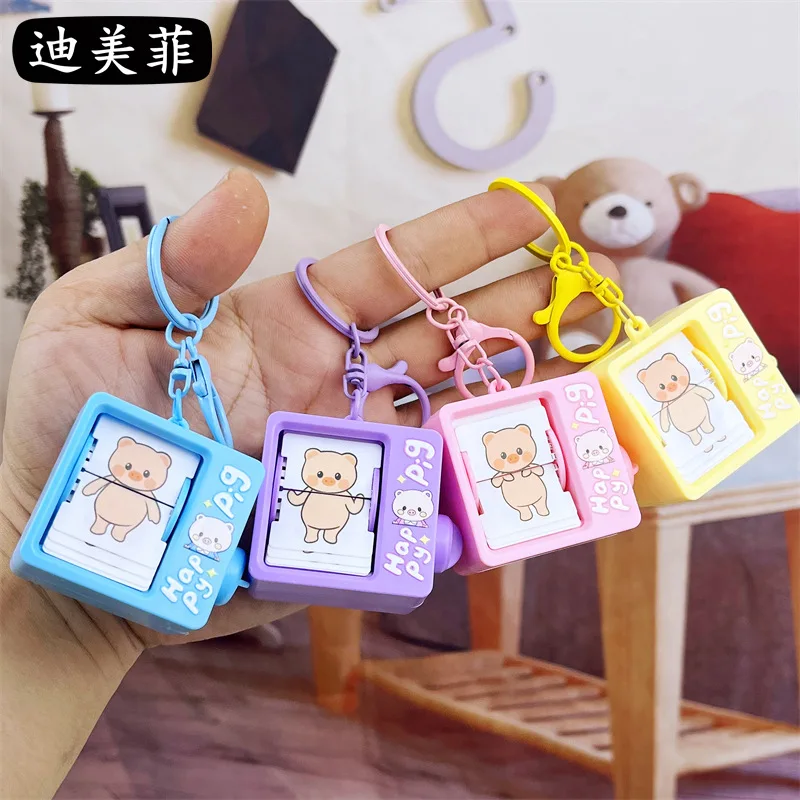 Funny Book Flip Animation Machine Keychain Pendant Creative and Refined Backpack Gift