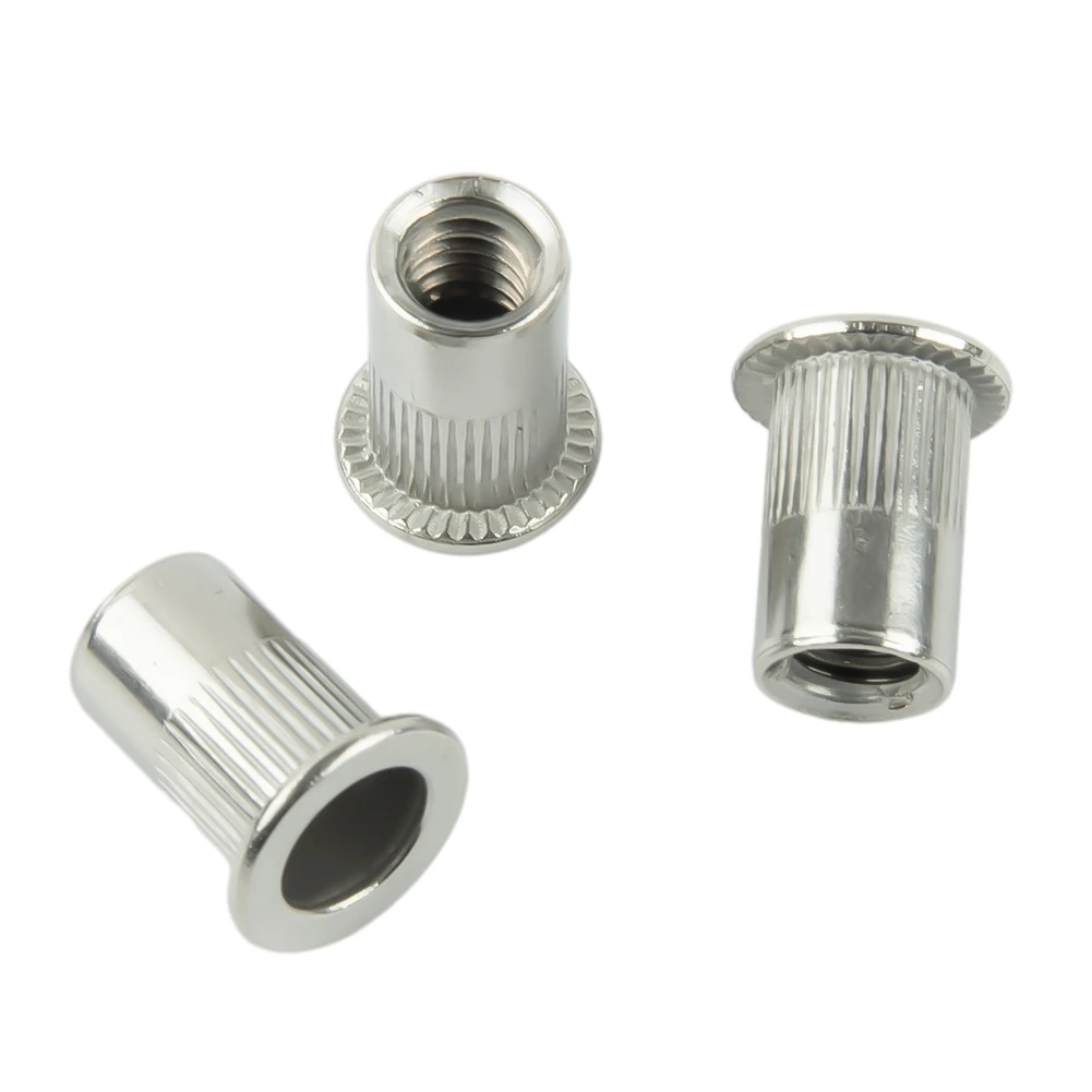 Practical Electrical Home Furniture Rivet Nuts Stainless Steel 1/4-20UNC Flat Head Insert Nut Rivnuts Lock Nuts