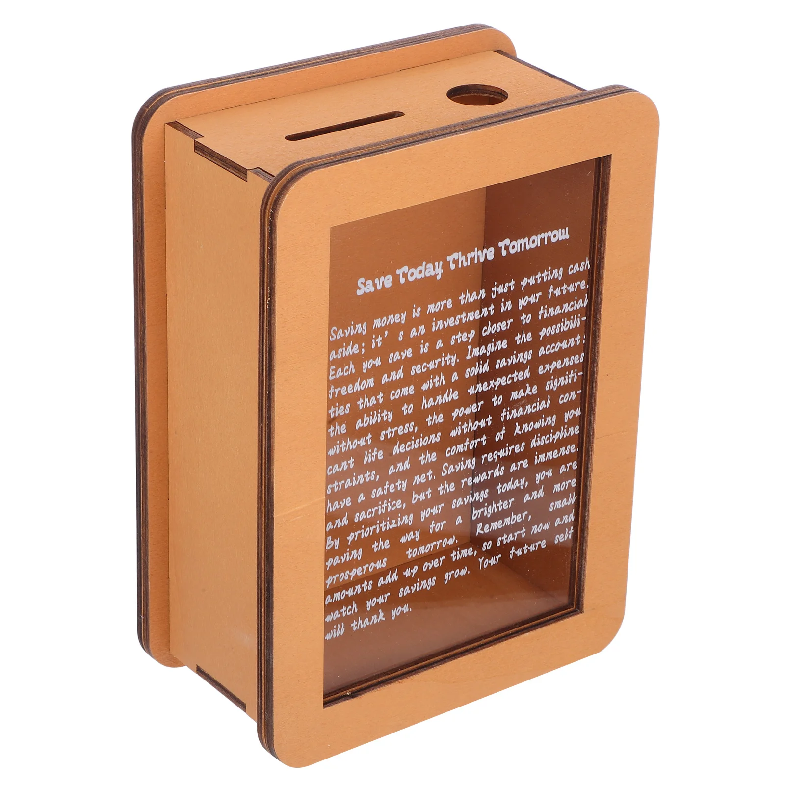 Clear Money Box Wooden Frame Motivational Savings Jar Functional Coin Bank for Home Office Desktop Decorative Saving Solution