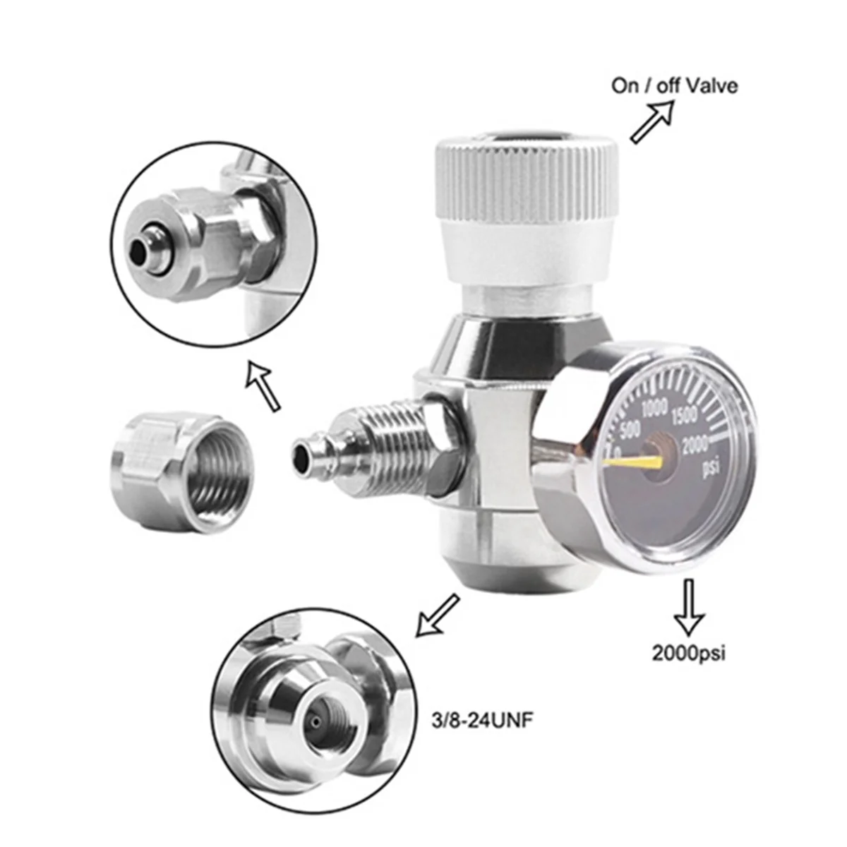 Il nuovo regolatore di CO2 per acquario manometro da 2000 psi per tubo di aspirazione da 6 mm 3/8-24UNF