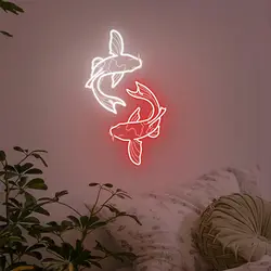 Koi Fish Neon Sign USB LED Neon Light Dimmable for Living Room Bedroom Japanese Restaurant Sushi Bar Spa Yoga Studio Wall Decor