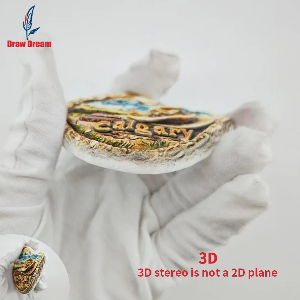 1Pc Calgary Creative 3D Embossed Refrigerator Magnet World Travel Souvenir Collection Suitable for Home and Office Decoration, Personalized Exclusive Travel Souvenir Magnetic Refrigerator Magnet, Home Decoration, Kitchen, Room, Office, Cabinet Crafts, Gifts, Holiday Souvenirs, Exquisite Small Gifts