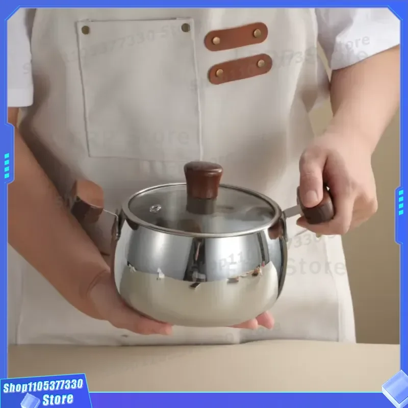 316 Stainless Steel Mini Slow Cooker 0-1L Small Pot Thick Bottom Binaural Handle Induction Gas Compatible Dishwasher Safe