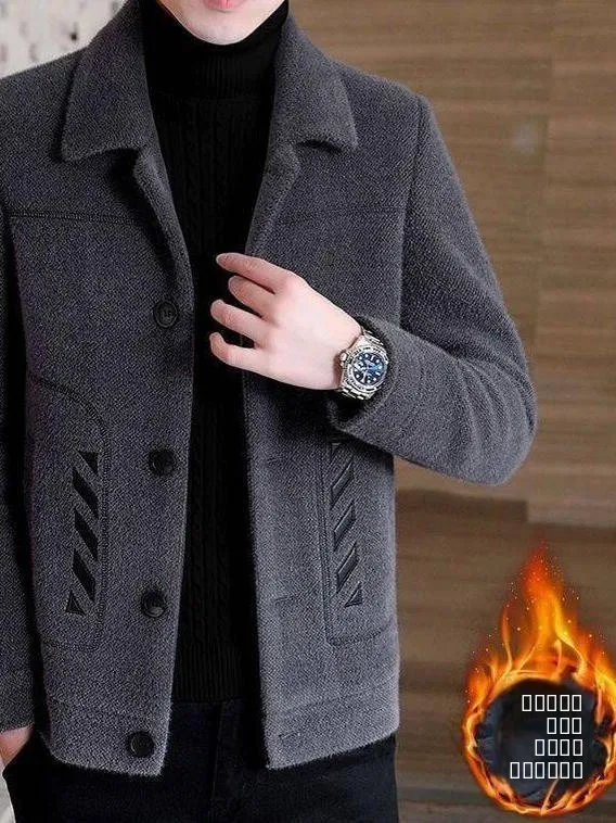 

Новое мужское шерстяное осенне-зимнее тюре, теплое повседневное пальто с тонким воротником, пальто для отдыха с отложным воротником, новая модель пальто