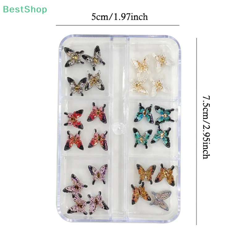 18/24/30 Uds. De dijes de mariposa transparentes multicolores para uñas, resina 3D brillante, mariposa pequeña, decoración artística de uñas para manualidades DIY