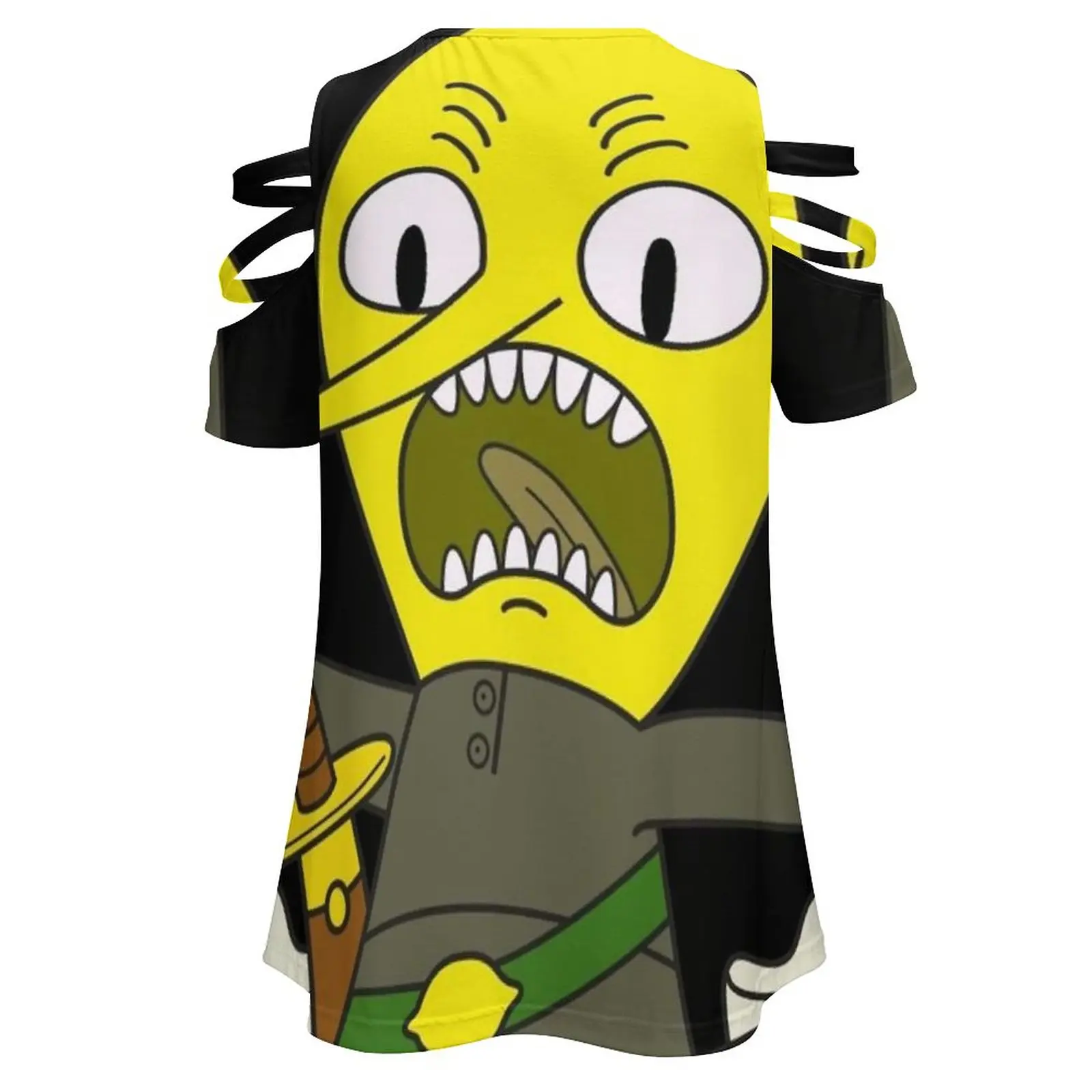 Lemongrab Women\'S T-Shirt New Fashion Printed Zipper V-Neck Short Sleeve T Shirts Casual Plus Size Adventuretime Lemongrab