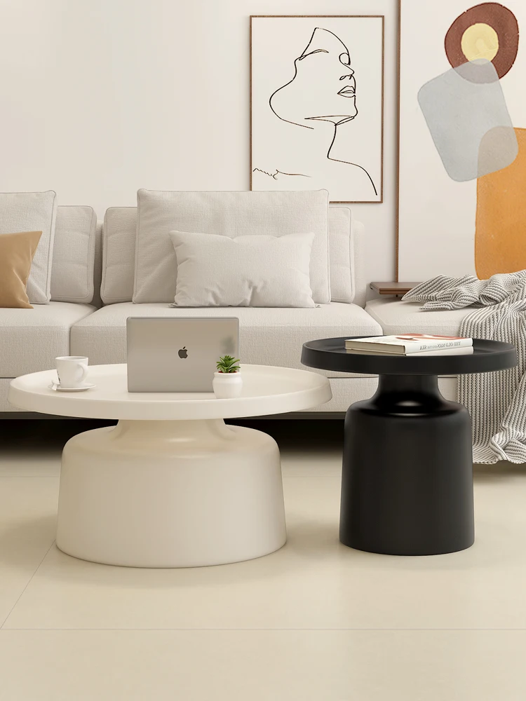 

Cream style living room household circular combination coffee table, modern and minimalist small unit sofa edge table,