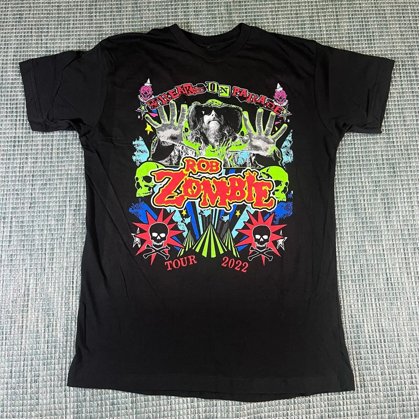تي شيرت Rob Zombie Freaks on Parade Tour 2022 أسود للبالغين Sz M جديد #1