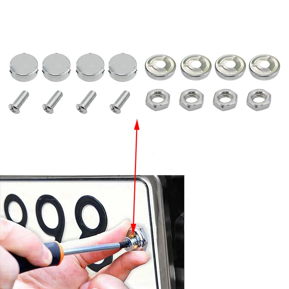 4 License Plate Holder Anti theft Screw Automotive License Plate Holder Fixed Sealing Buckle License Plate Stability Accessories