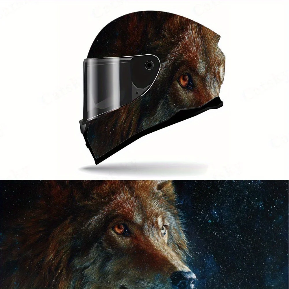 

Cool Wolf and Star Motorcycle Helmet Protective Sticker, Motorcycle Helmet Exterior Decorative Accessory, Waterproof & Self-adhe