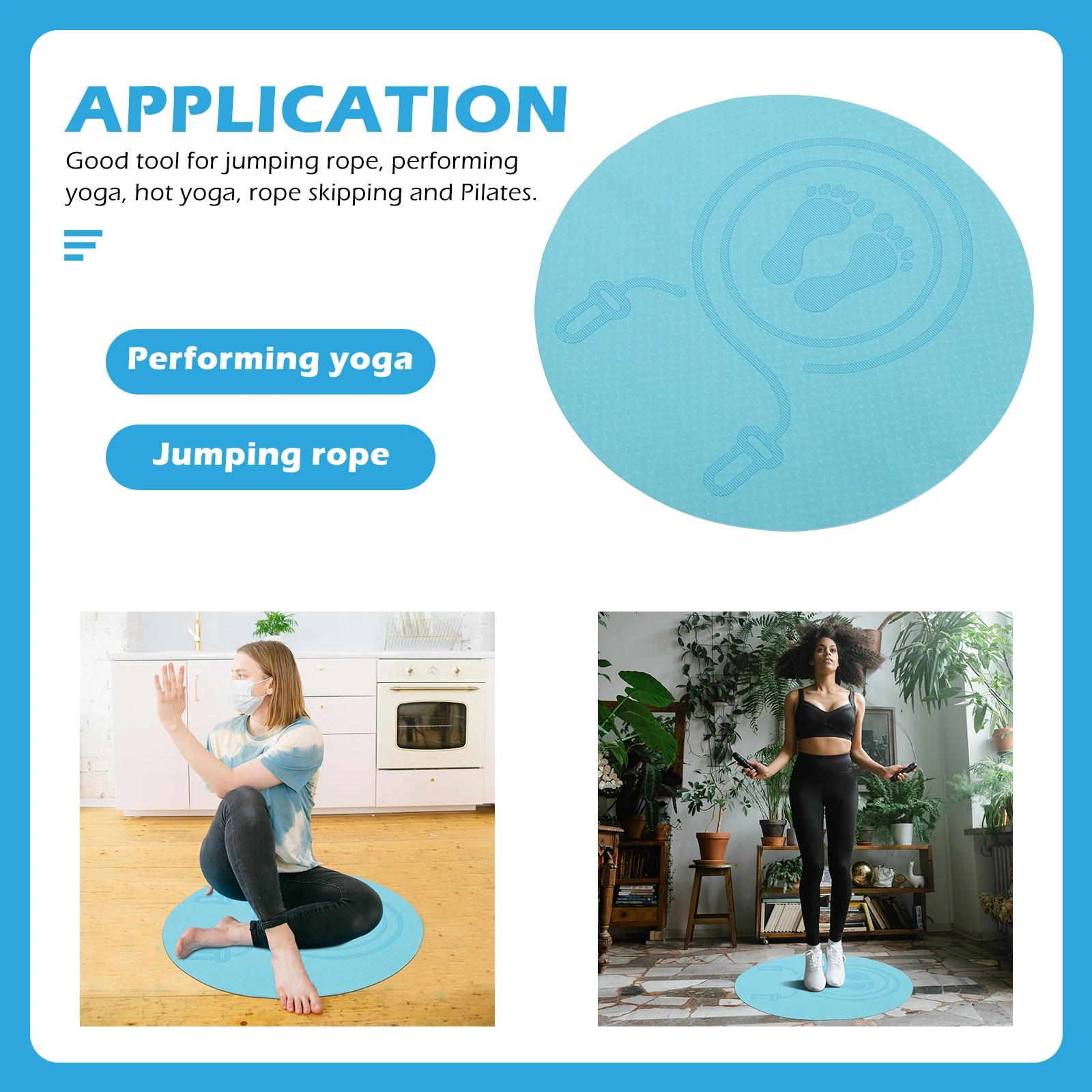 

Non-Slip Jump Rope Mat Premium Tpe Material Shock Absorption Cushioned Fitness Home Workout Gym Mat Yoga Pilates Floor Pad