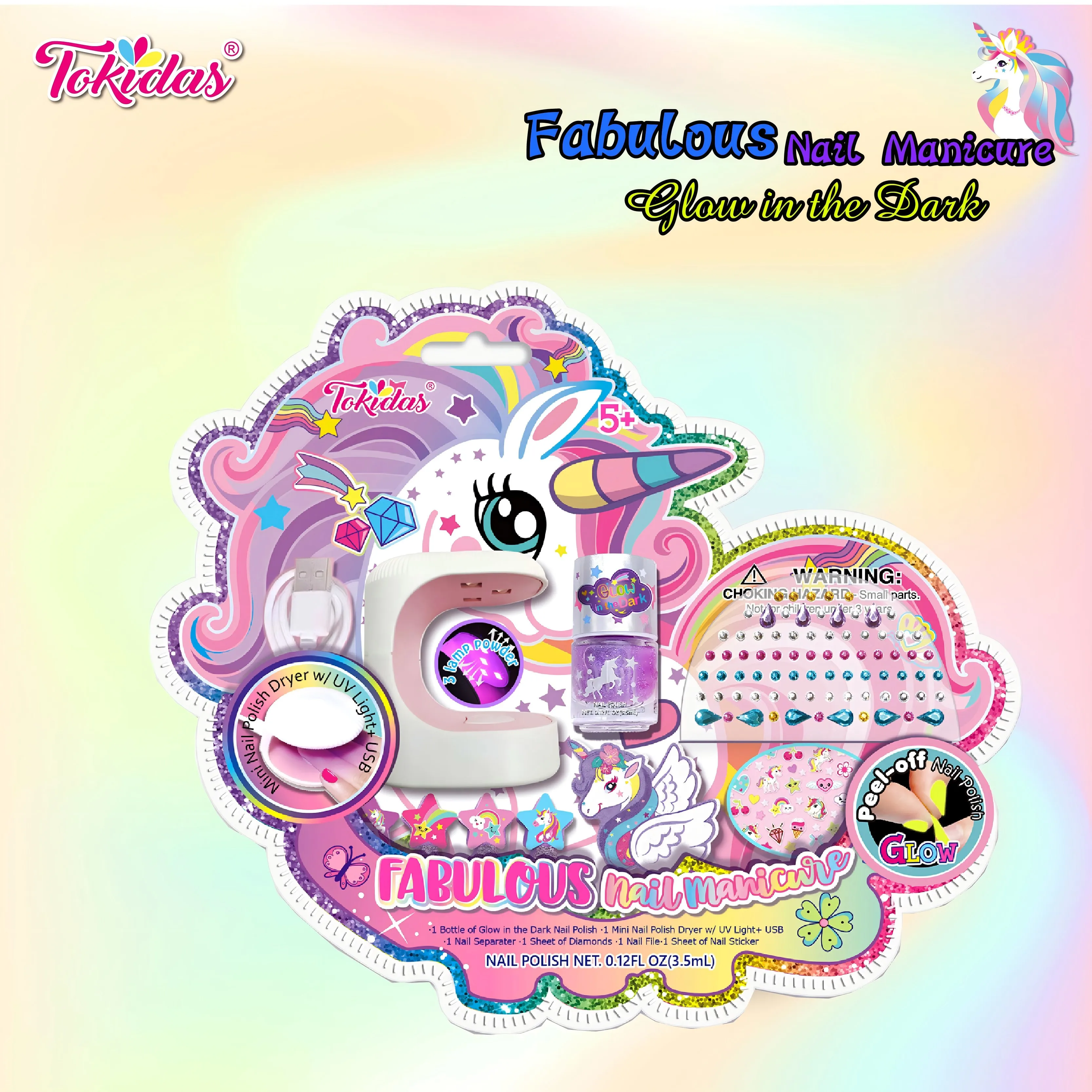 Juego de maquillaje para niños, Kit de esmalte de uñas, pegatinas, juguetes para niños, regalos de cumpleaños, estilo de diseño de unicornio, 2024