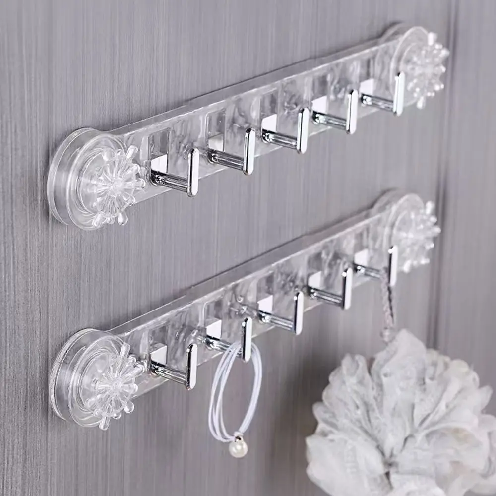 Transparent Suction Cup Hook No Punching Non-Marking Sundries Storage Hook Waterproof Detachable Row Storage Hook For Home