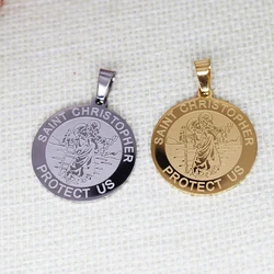 2PCS Saint Christopher Pendant DIY Stainless Steel Gift For Women Men Charm Pendant For Bracelet Jewelry Findings