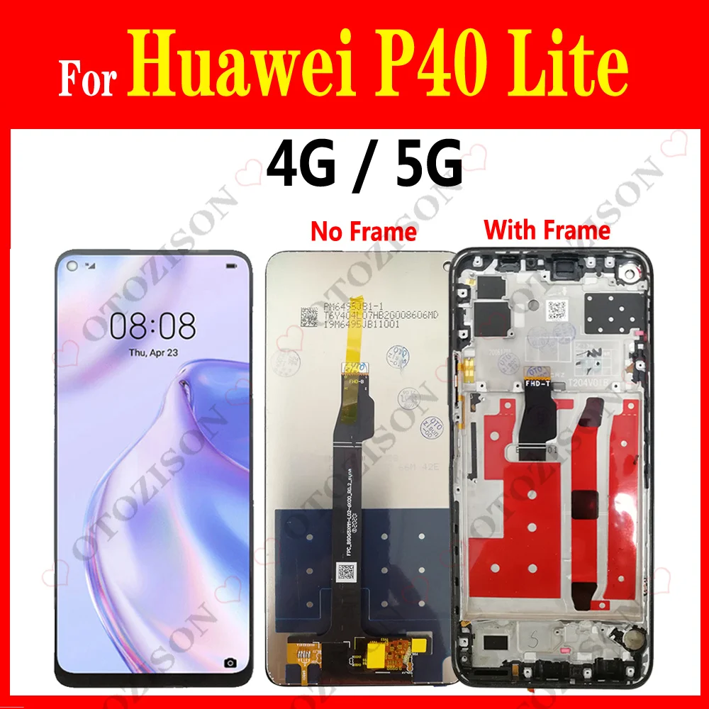 For Huawei P40 lite 5G LCD With Frame CDY-NX9A Display 4G JNY-L01A L21A Screen Touch Digitizer Assembly Replacement P40lite LCD