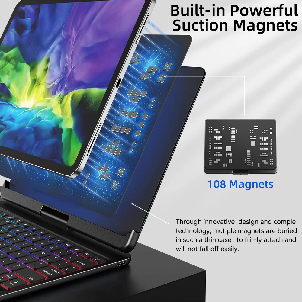 Magic Keyboard for ipad A16 Case 11th 10th Gen 10.2 7 8 9th Smart Cover Pro Air 13 M2 M4 M5 Pro 12.9 Mini 6 7 Magnetic Case
