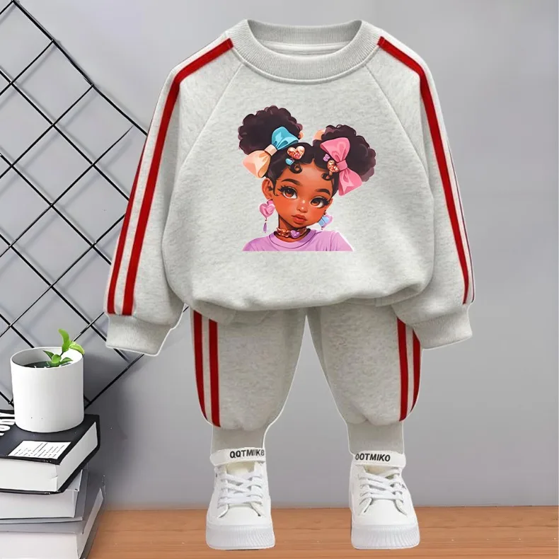 2026 Herbst Neuer Stil Kinder-Trainingsanzug Bedruckte Kinder-O-Neck-Hoodies und Lange Hose Zweiteiliges Set Mädchen Casual Sweatshirt-Sets – Detail 7