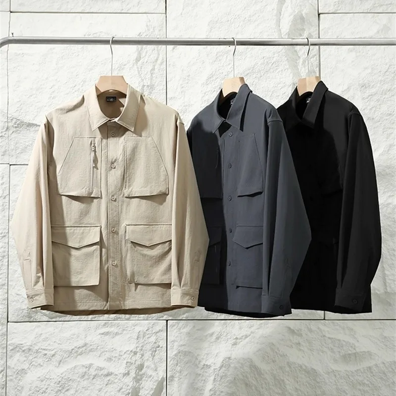 

Итальянская высококачественная мужская легкая рабочая куртка для активного отдыха с воротником-стойкой, из нейлона, водонепроницаемая, дышащая, ветрозащитная