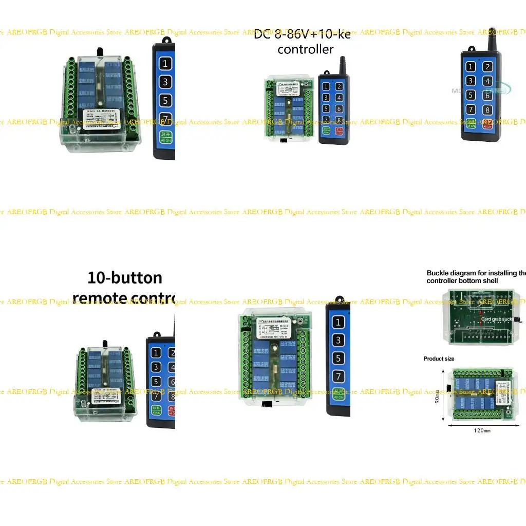 

E21E Wireless Switches DC8-86V / AC110-275V 8CH Relays Receiver Module +Botton RF