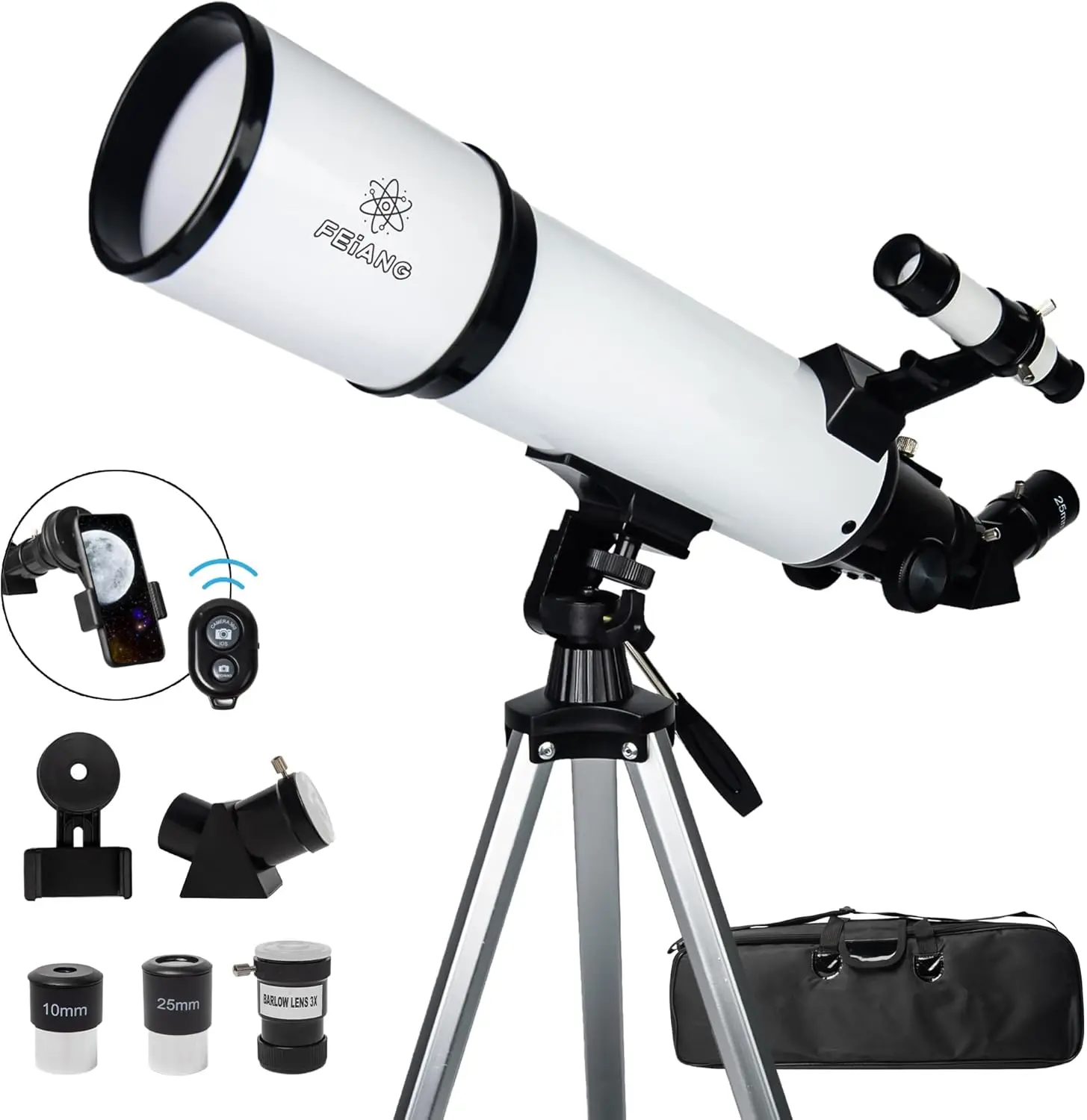 

80mm Aperture 600mm Astronomical Telescope with24X-180X Eyepieces, Wireless Controls and Carrying Case - for Beginner