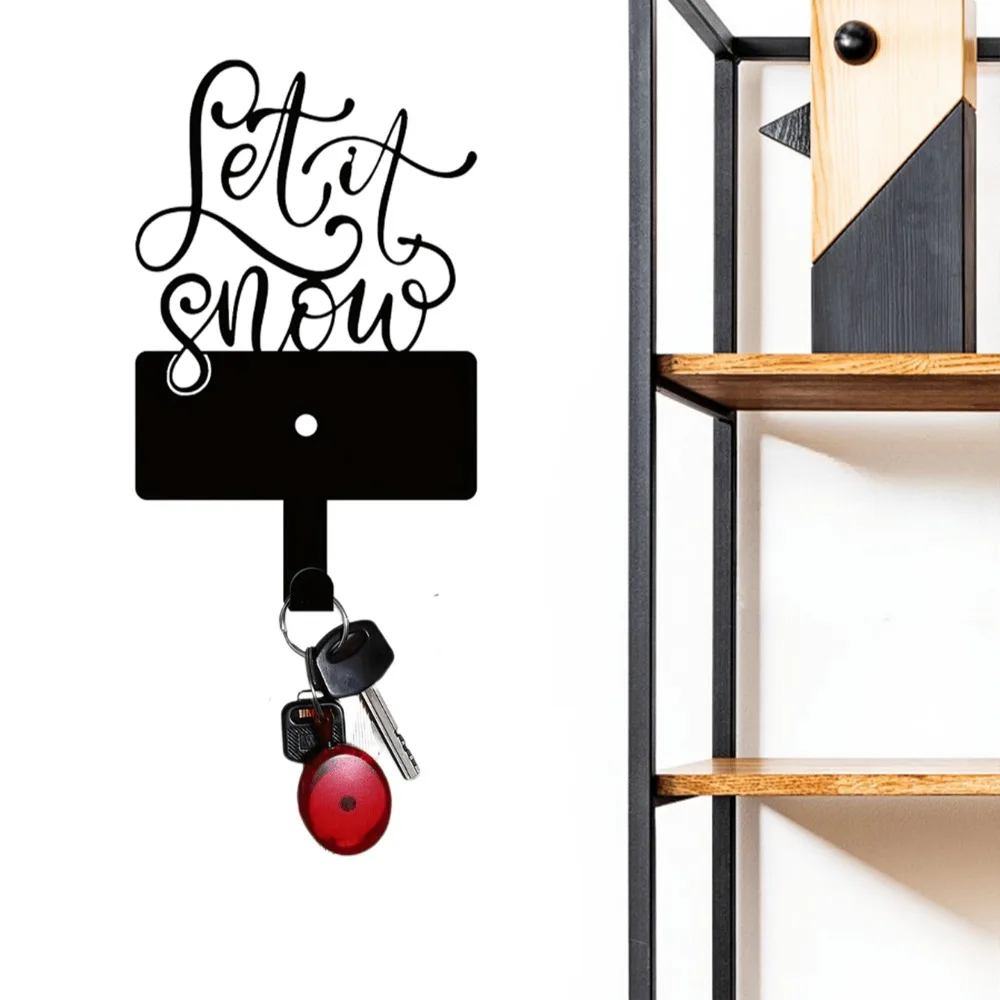 1 PC Snowing English Metal Hook - Decorative Hook for Hanging Keys Umbrellas Clothes Daily Necessities, Suitable for Living Room