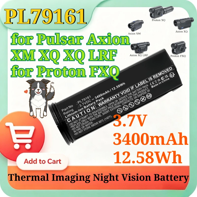 PL79161 3.7V 3400mAh 12.58Wh Replacement Li-ion Battery for Pulsar Axion XM XQ XQ LRF Proton FXQ Thermal Imaging Night Vision