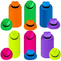 Neon Party Supplies Yellow Pink Blue Orange Green Plastic Hats 80s 90s Disco Birthday Gangster Party Music Dance Party Props