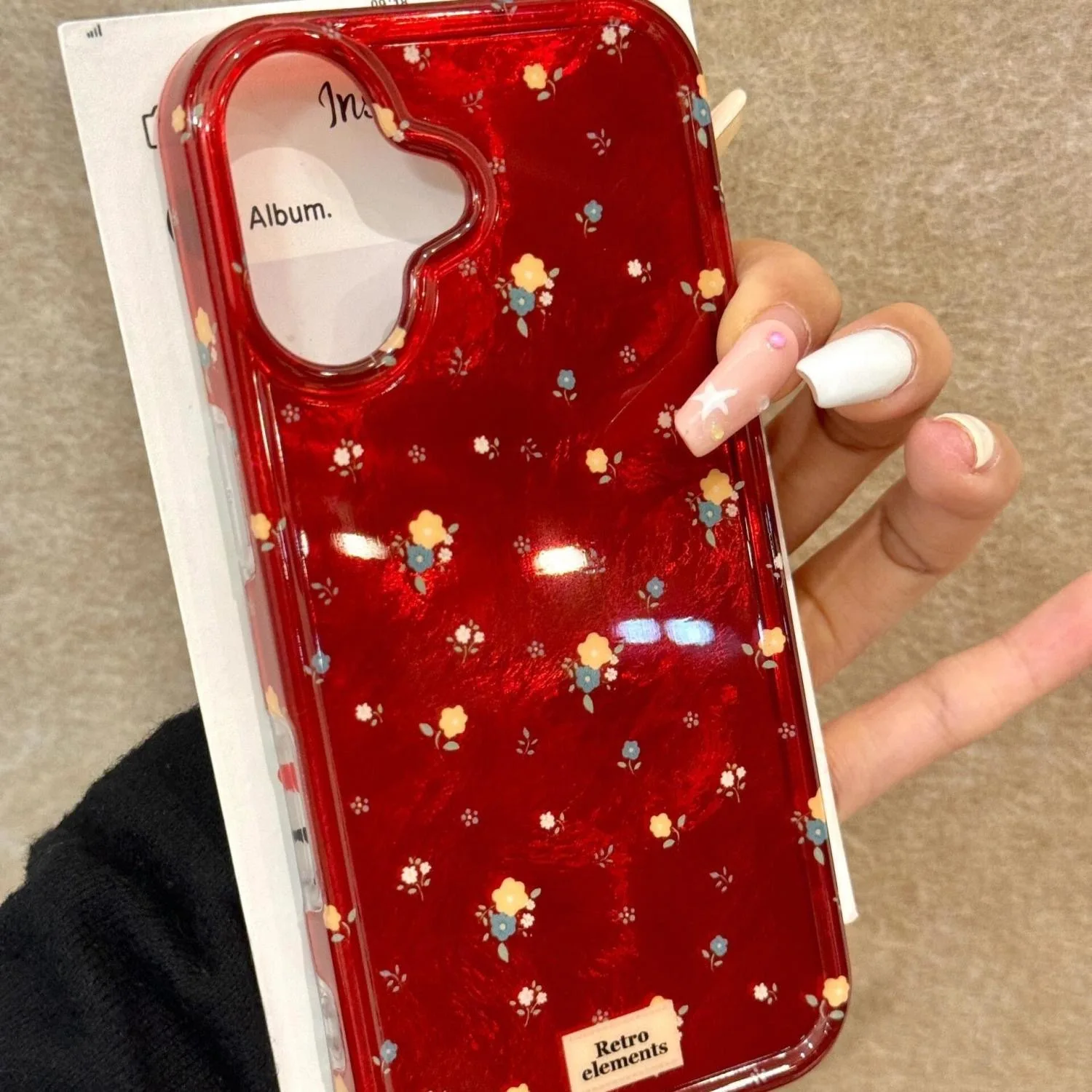 Vortex pattern red full screen small floral fragments phone case For iPhone 11 12 13 14 15 16 pro max