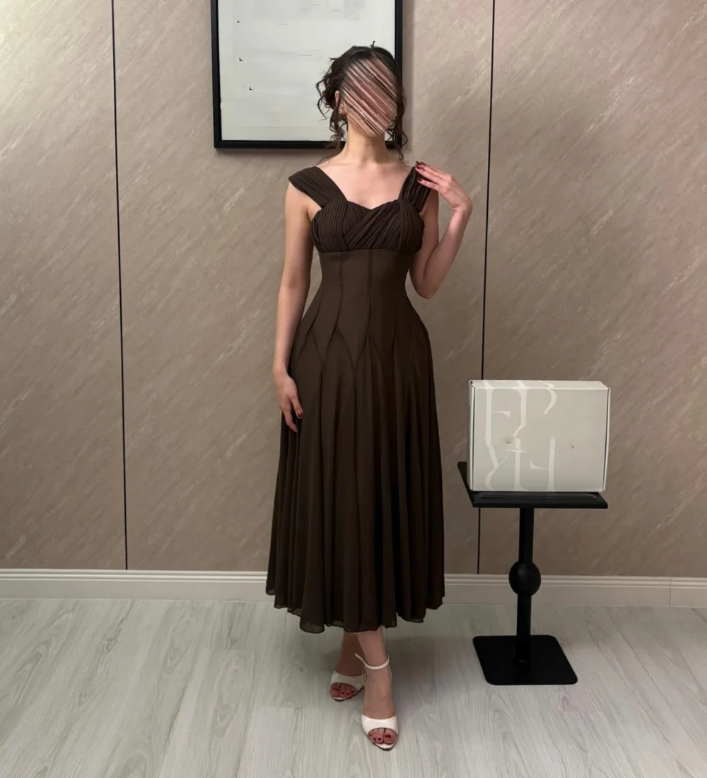 

Customized Simple Chiffon Pleat Pattern A-line Sweetheart Midi Bespoke Occasion Prom Dresses Unisex Chinese Style