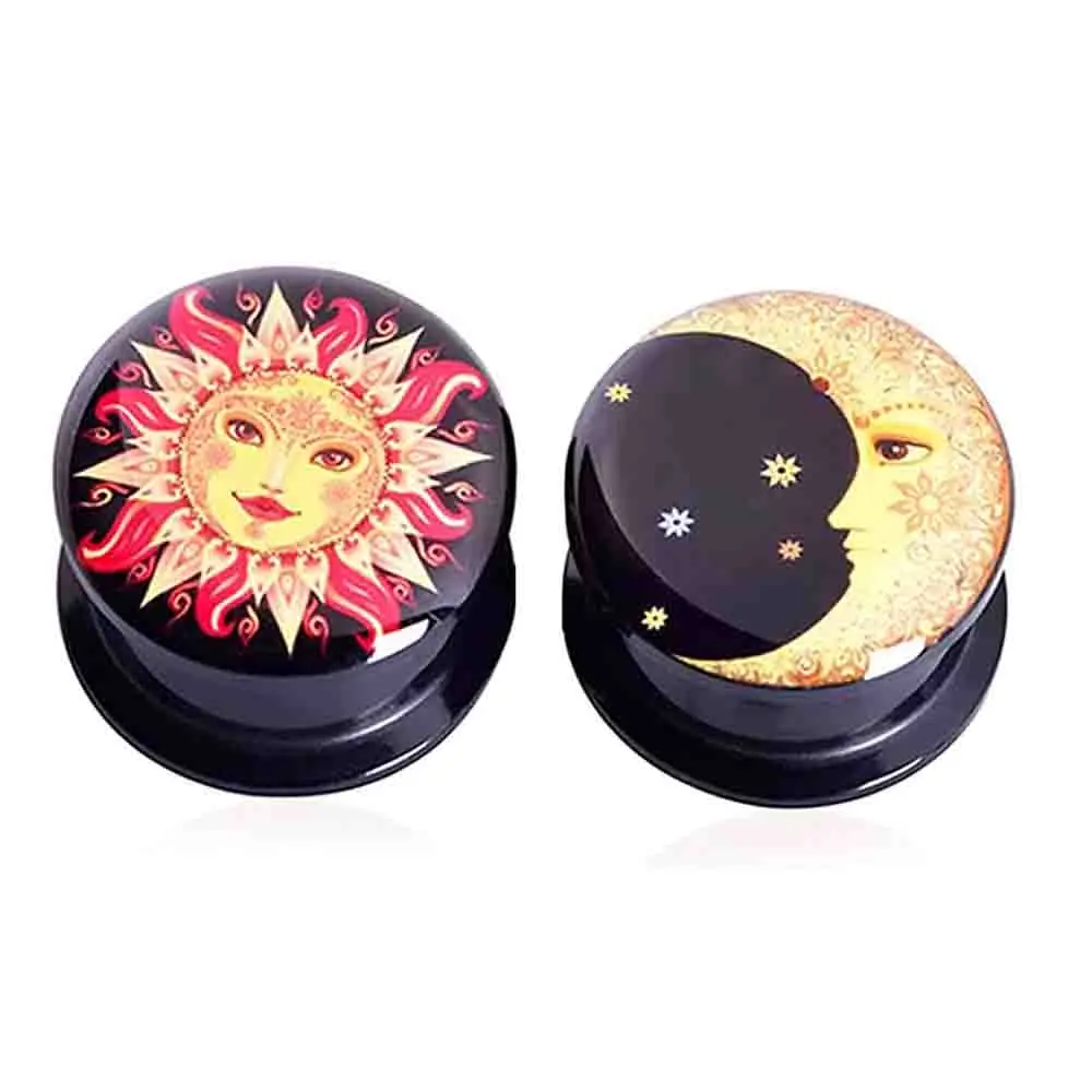 1 Paar Ohrmessgeräte Holz Acryl Ohrtunnel Plugs Piercing Schmuck Ohrpiercing Bahren Expander Plugs und Tunnel 8–20 mm – Detail 12