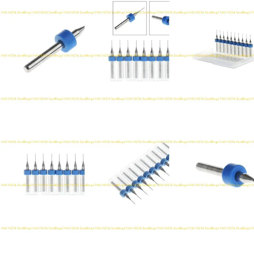

P9FB New 10Pc 0.5mm Tip 1/8" Shank Spiral Flute Tungsten Carbide Micro PCB Drill Bits