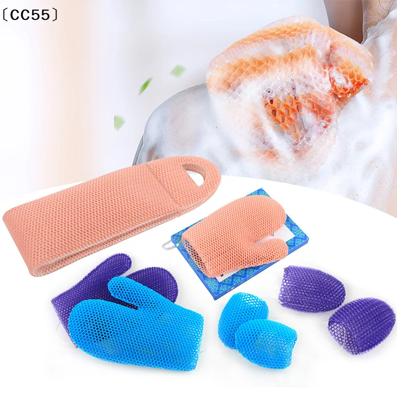Exfoliating Shower Glove With Colorful Honeycomb Weave And TPU High Elasticity Antibacterial Material Gentle Safe Durable〔CC55〕