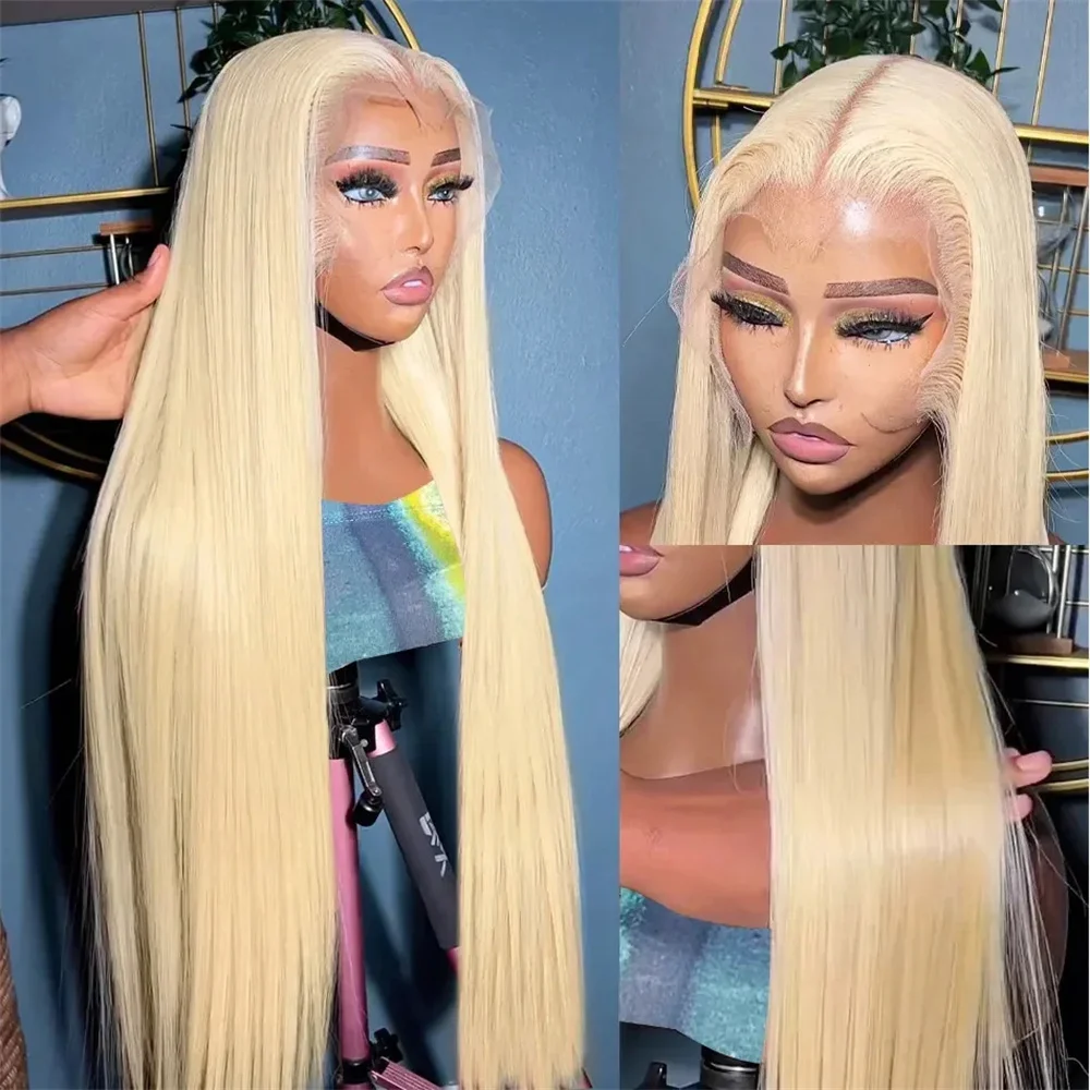 

30 32 Inch 13x4 Straight 613 Blonde Lace Front Human Hair Wigs Brazilian Colored 13x6 HD Transparent Lace Frontal Wig for Women