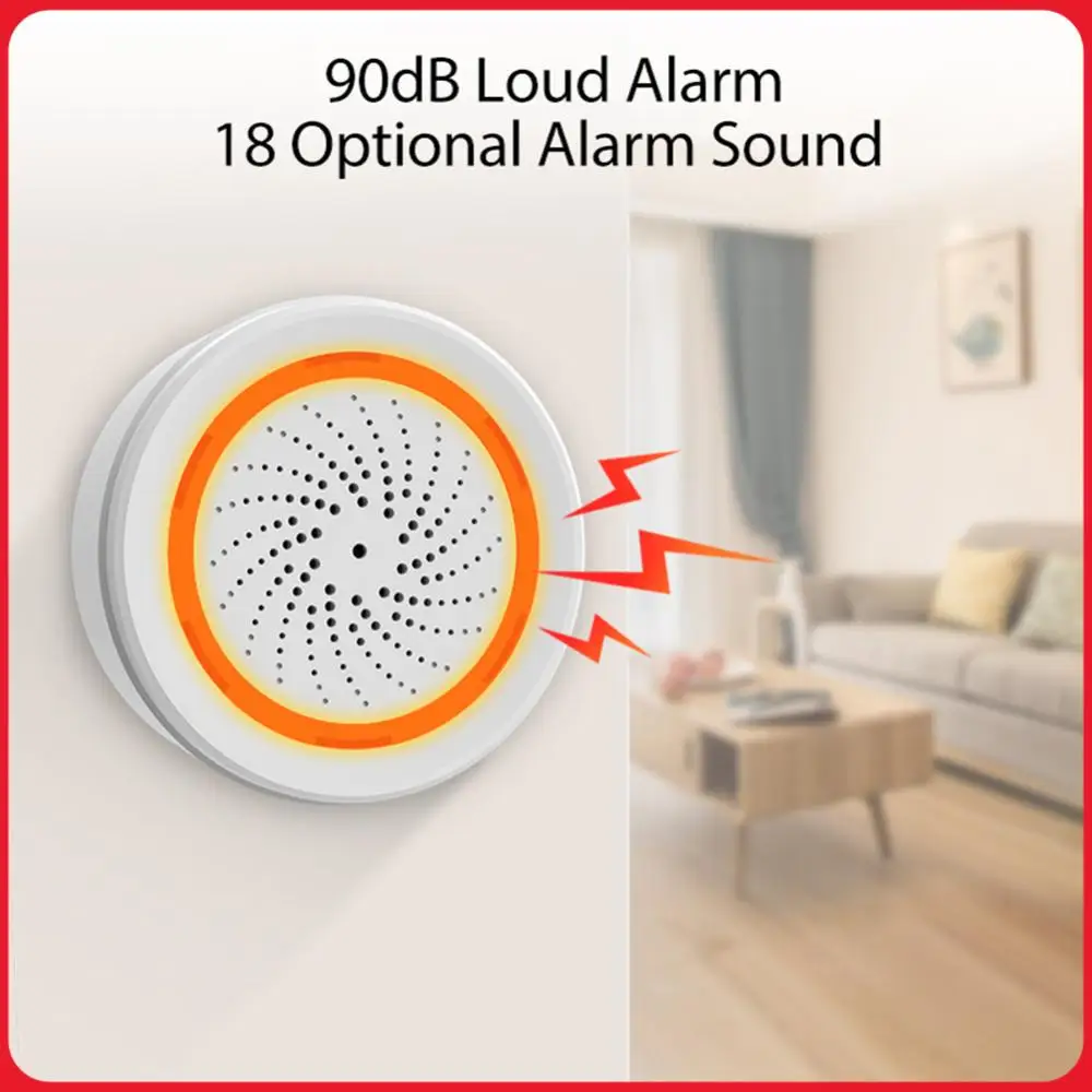 

Система безопасности для дома Tuya Zigbee: Сирена с звуком и светом, управление через приложение, датчик звука и света, умная сигнализация