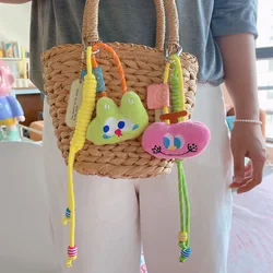 Mini Animal Doll Series Cute Keychain With Ranbow Lanyard Accessories Creative Small Animal Doll Keyrings For Bag Pendant Gifts
